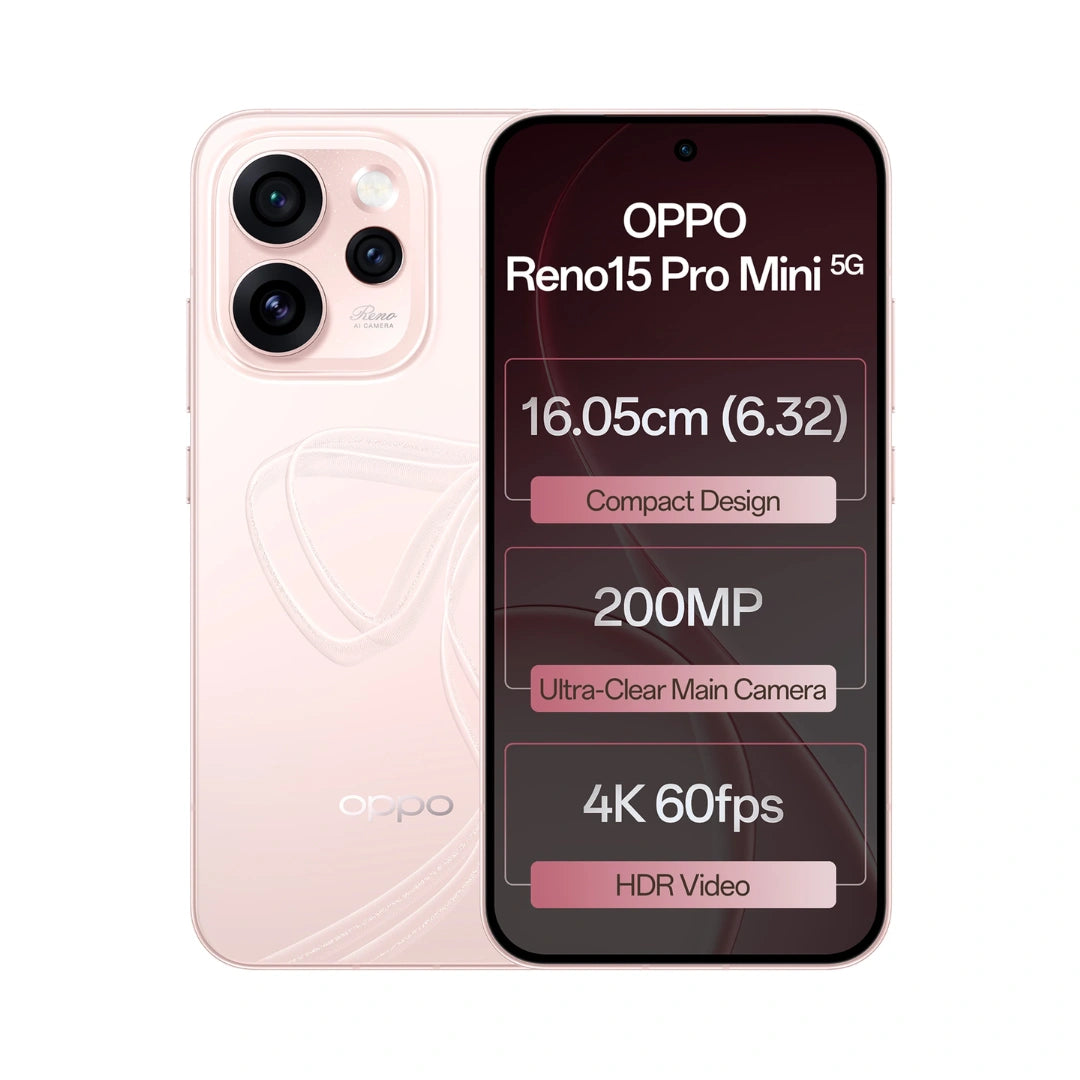 OPPO Reno 15 Pro Mini 5G | 6.32 inches Display | AMOLED Display | MediaTek Dimensity 8450 | 200MP Main Camera | 50MP Front Camera | 6200mAh Battery | 80W SUPERVOOCTM Charging