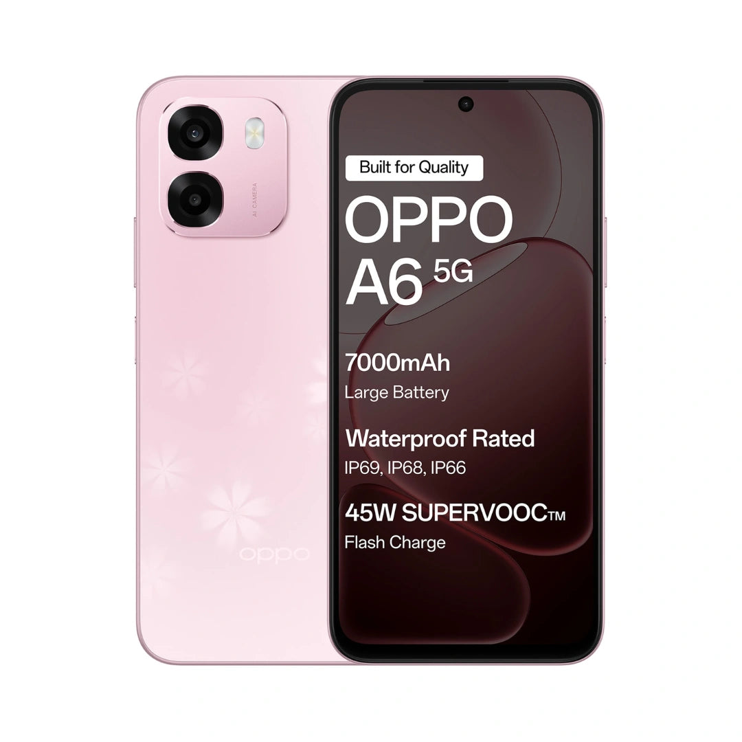 OPPO A6 5G | 6.75 inches Display | MediaTek Dimensity 6300 | 50MP Main Camera | 8MP Front Camera | 7000mAh Battery | 45W SUPERVOOCTM Charging