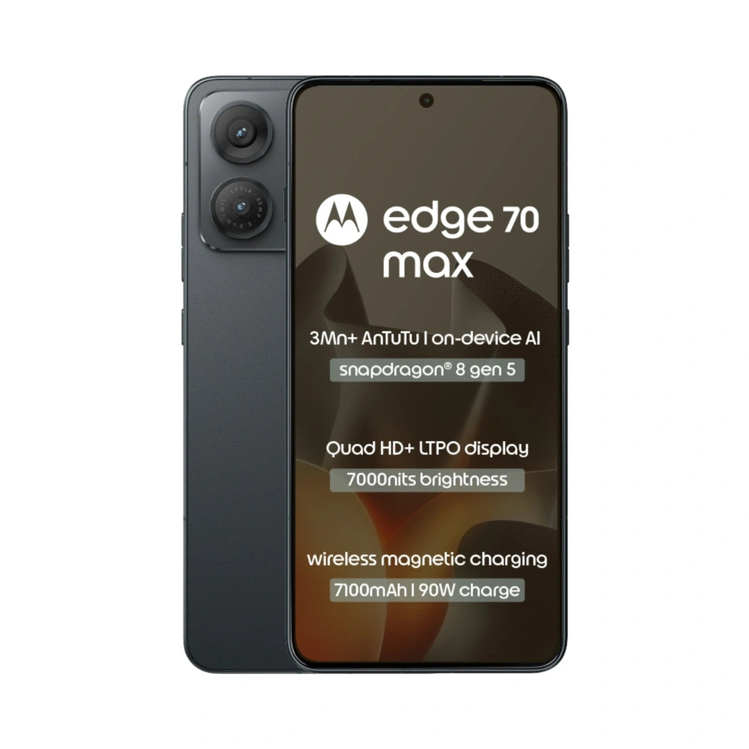 Motorola Edge 70 Max | 6.8" Extreme AMOLED Display | Snapdragon® 8 Gen 5 | 50MP Sony LYTIA™ Main Camera | 32MP Front Camera | 7100mAh Battery | IP69/IP68/IP66 Underwater Protection | Corning® Gorilla Glass® 7i Protection | 90W TurboPower™ Wired Charging