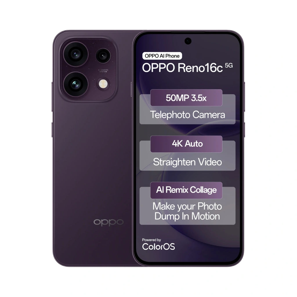 OPPO Reno 16c 5G | 6.57 inch AMOLED Display | MediaTek Dimensity 7300 | 50MP Triple Rear Camera | 50MP Front Camera | 7000mAh Battery | 80W SUPERVOOC Charging