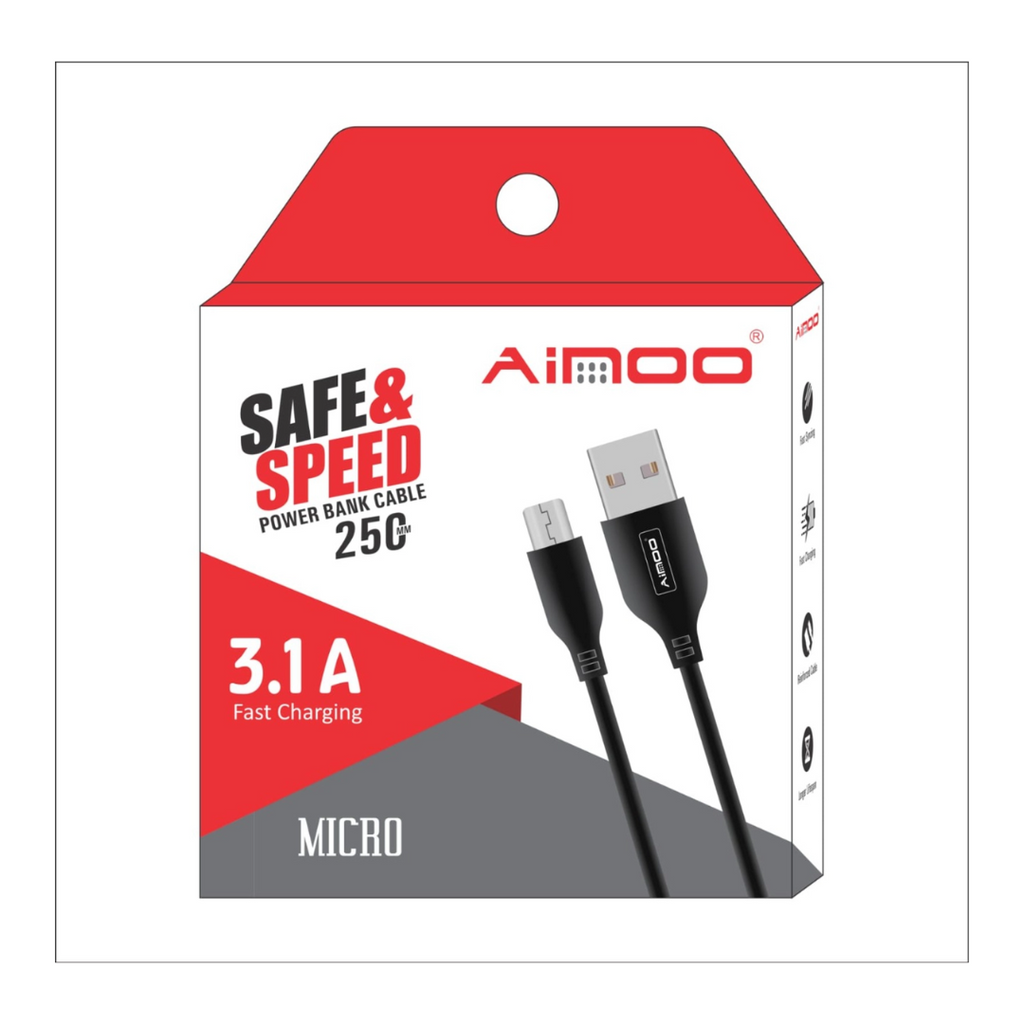 Ainoo 3.1A Micro-USB Cable - Black