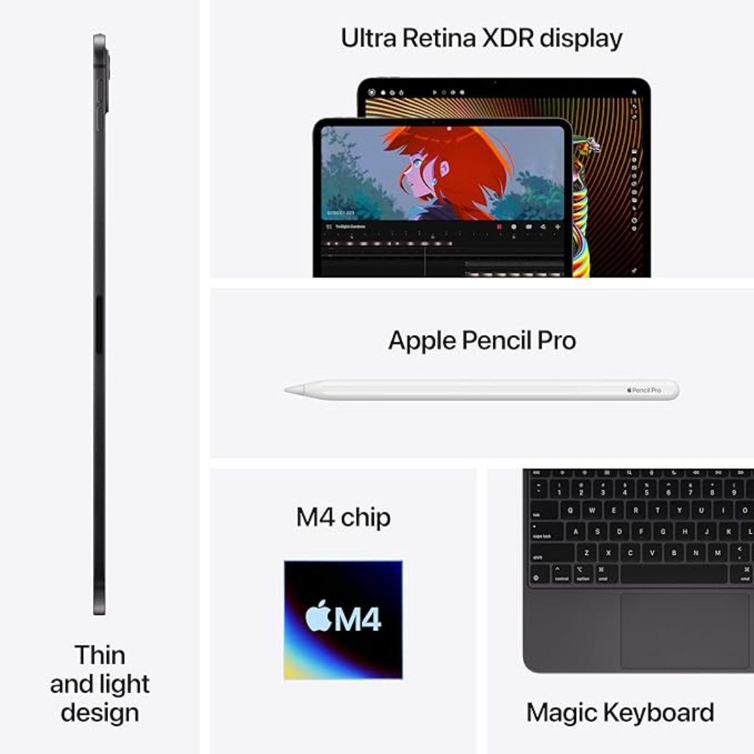 Apple iPad Pro 11  Ultra Retina XDR Display, 12MP Front Camera / 12MP Back Camera, LiDAR Scanner, Wi-Fi 6E + 5G Cellular with eSIM, All-Day Battery Life, Standard Glass