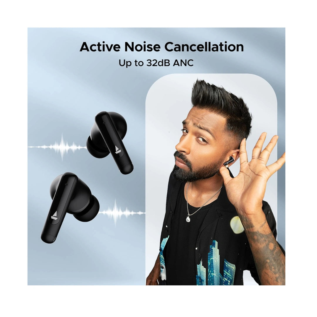 boAt Airdopes Unity ANC TWS in Ear Earbuds with Up to 50 Hours Total Playback, ANC Upto 32 dB, Dual Mics with ENx Tech, IPX5 Rating, IWP Tech and ASAP Charge(