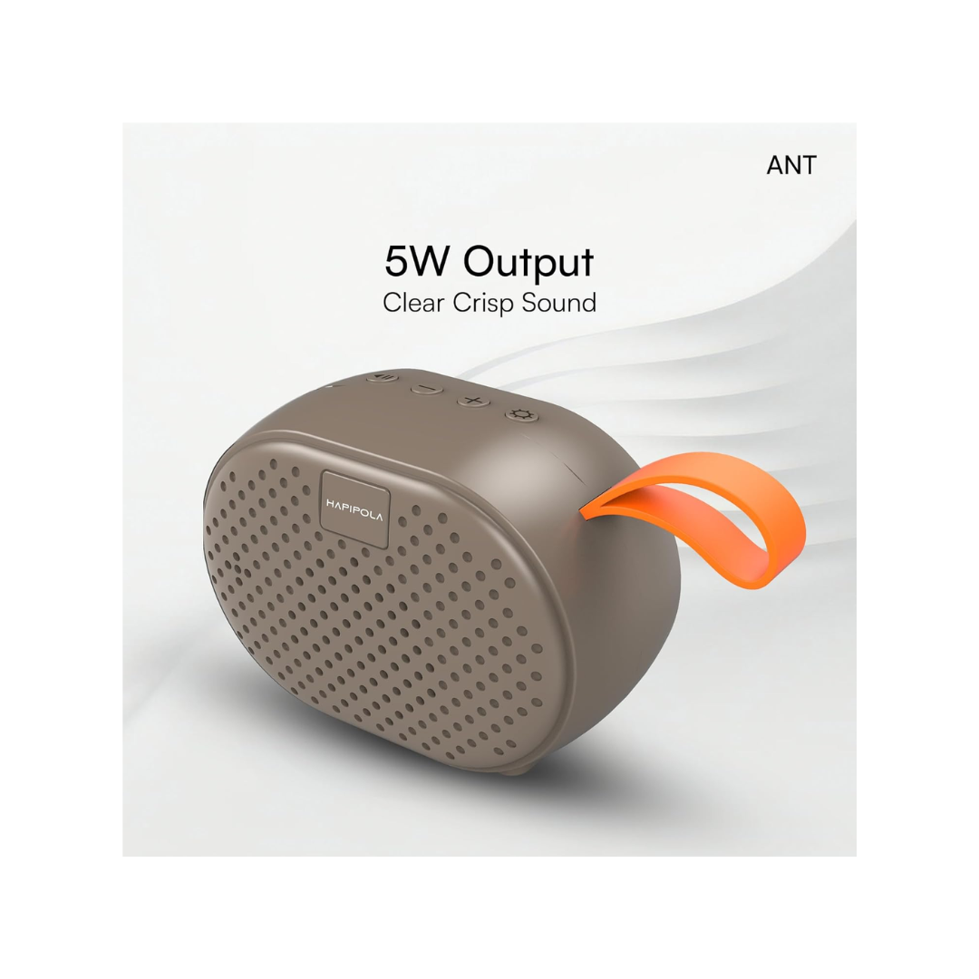 HAPIPOLA Bluetooth Speaker ANT Immersive Audio | Good Bass | 5 Hours Playback | Portable, Built in mic, TWS Pairing Support | dustproof | AUX, USB, TF Card | Micro Interface