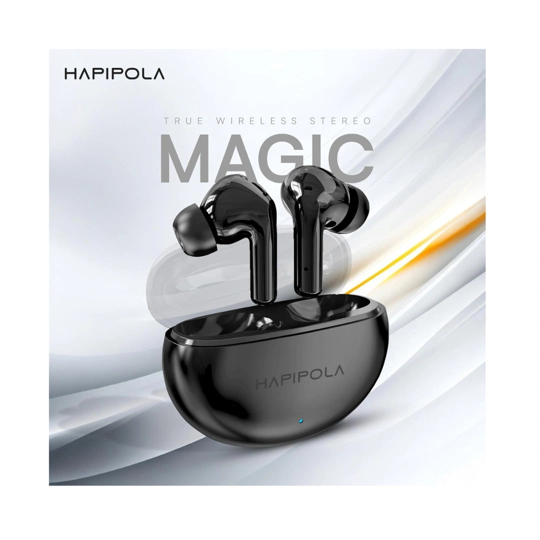 HAPIPOLA Magic TWS Ear Buds, Wireless Earphones, Immersive Audio | Ai-ENC | Bluetooth v5.2 13mm Driver | Stand-by 23 Hours Playback | Touch Control Type C Interface