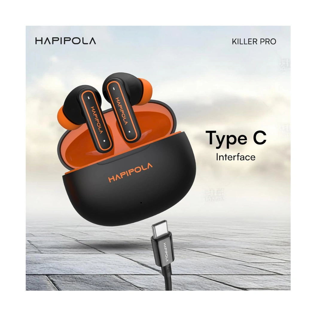 HAPIPOLA (ANC Killer Pro True Wireless Stereo Earbuds, Active Noise Cancellation, 40+ Hours Playtime, Touch Controls, 10mm Drivers, Bluetooth 5.3, Type-C, Sweat Proof