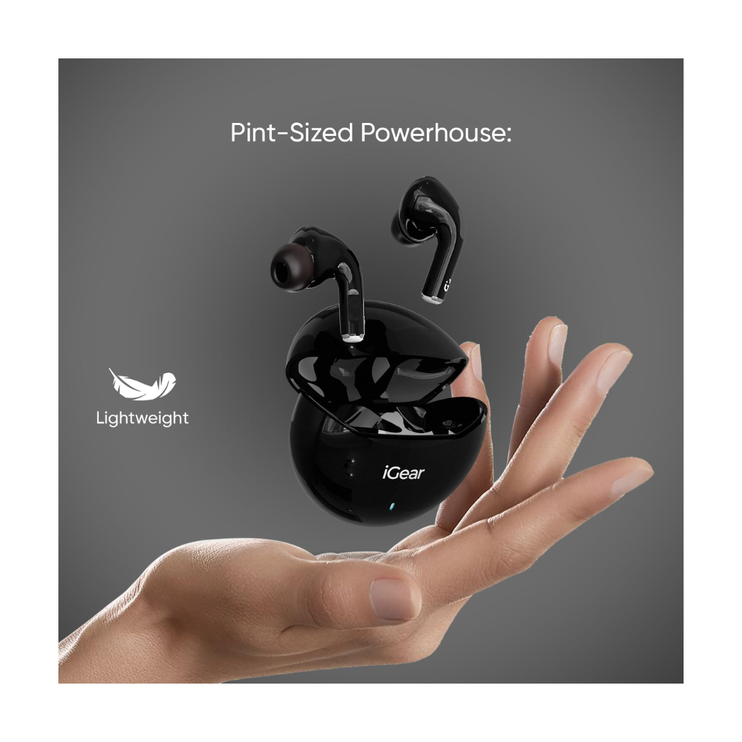 iGear Gemz Wireless Earbuds: 15 Hours Playtime, HiFi Bass, Instant Pairing, Touch Controls, Voice Assistance light weight