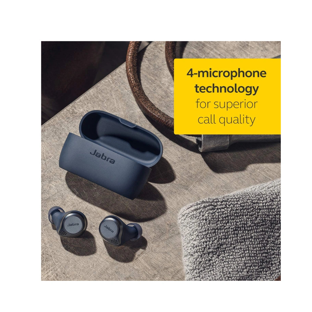 Jabra Elite Active 75t Bluetooth Truly Wireless In Ear Earbuds with Mic- Active Noise Cancelling Sports with Long Battery Life Sports for Calls and Music - Navy