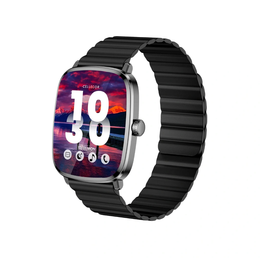 CELLECOR M10 Vision 2.01" Super-Retina Amoled Display | 1200 NITS | AOD | BT-Calling | AI Voice | 60Hz Refresh Rate | IP68 | Rotating Crown | SmartWatch (Black)
