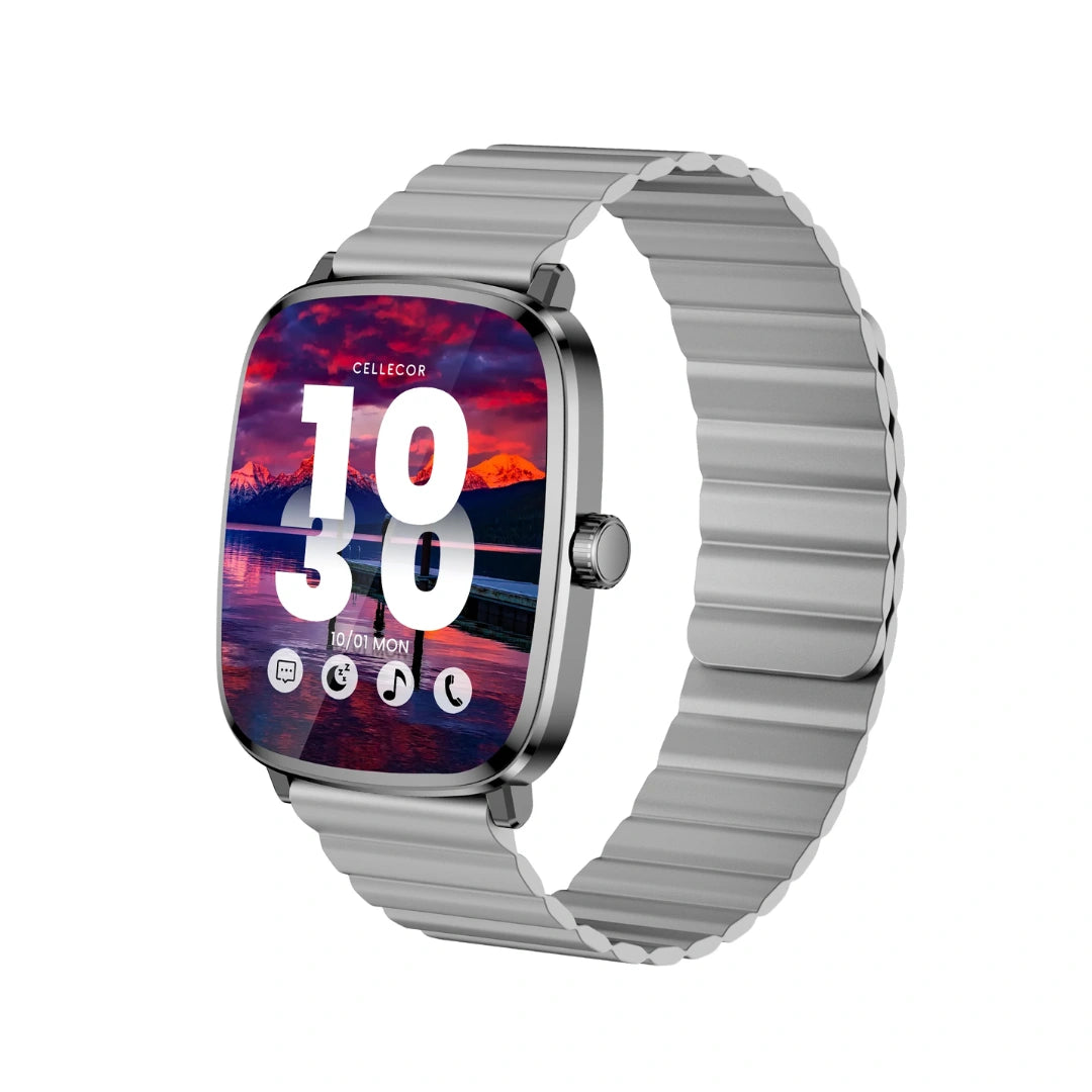 CELLECOR M10 Vision 2.01" Super-Retina Amoled Display | 1200 NITS | AOD | BT-Calling | AI Voice | 60Hz Refresh Rate | IP68 | Rotating Crown | SmartWatch (Black)