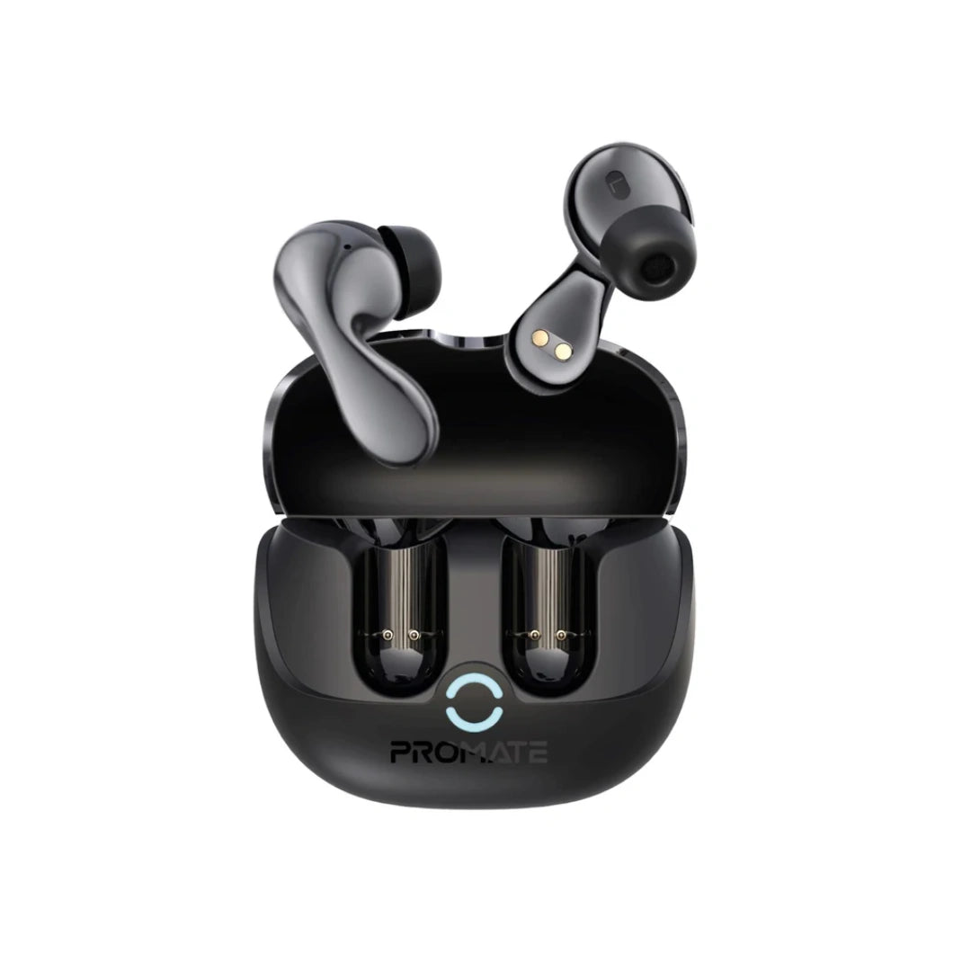 Promate Baton True Wireless Earbuds with Active and Environmental Noise Cancellation, Bluetooth 5.4, Low Latency Game Mode, 4 Mics for Superior Sound Quality, Transparency Mode, 40Hrs Playtime