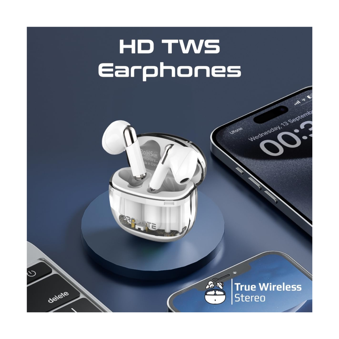 Promate TransPods Earbuds - HD TWS Earphones 