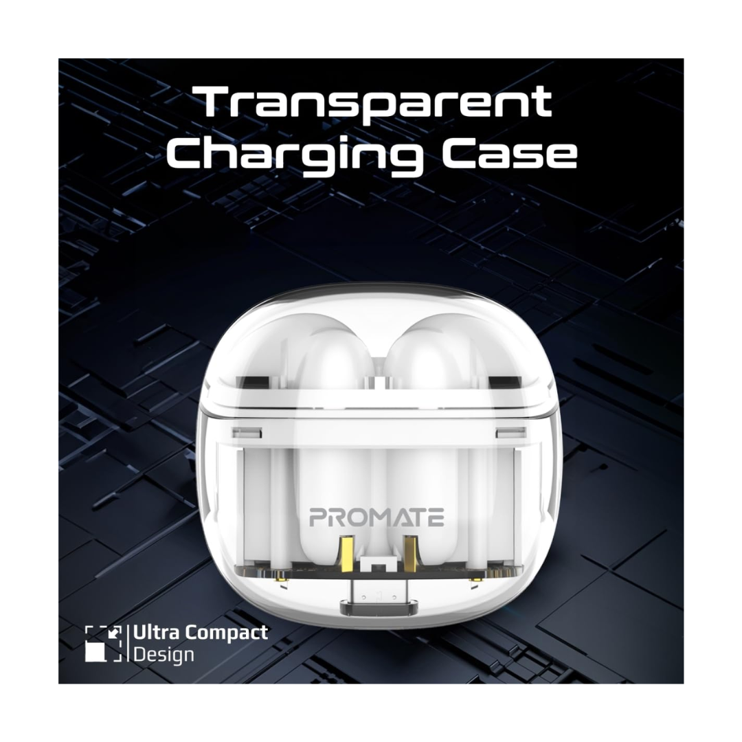 Promate TransPods Earbuds - Transparent Charging Case
