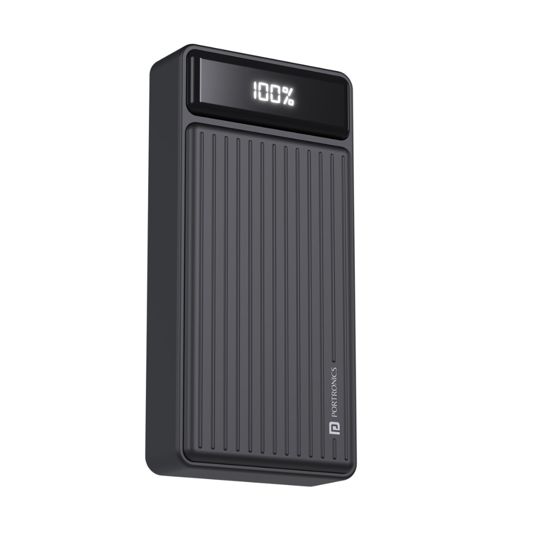 Portronics Luxcell Mini 10K Advanced 10000 mAh Nano Power Bank with 22.5W Max Output, LED Indicator, Mach USB-A Output, Type C PD Output, Type C Input, Wake Up Button(Black)