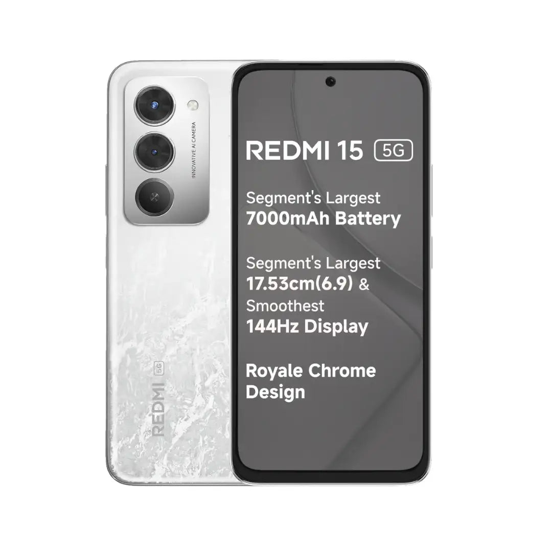Redmi 15 5G | 6.9 inches Display | Xiaomi HyperOS 2 | Snapdragon® 6s Gen 3 Mobile Platform | 50MP Main Camera | 8MP Front Camera | 7000 mAH Battery