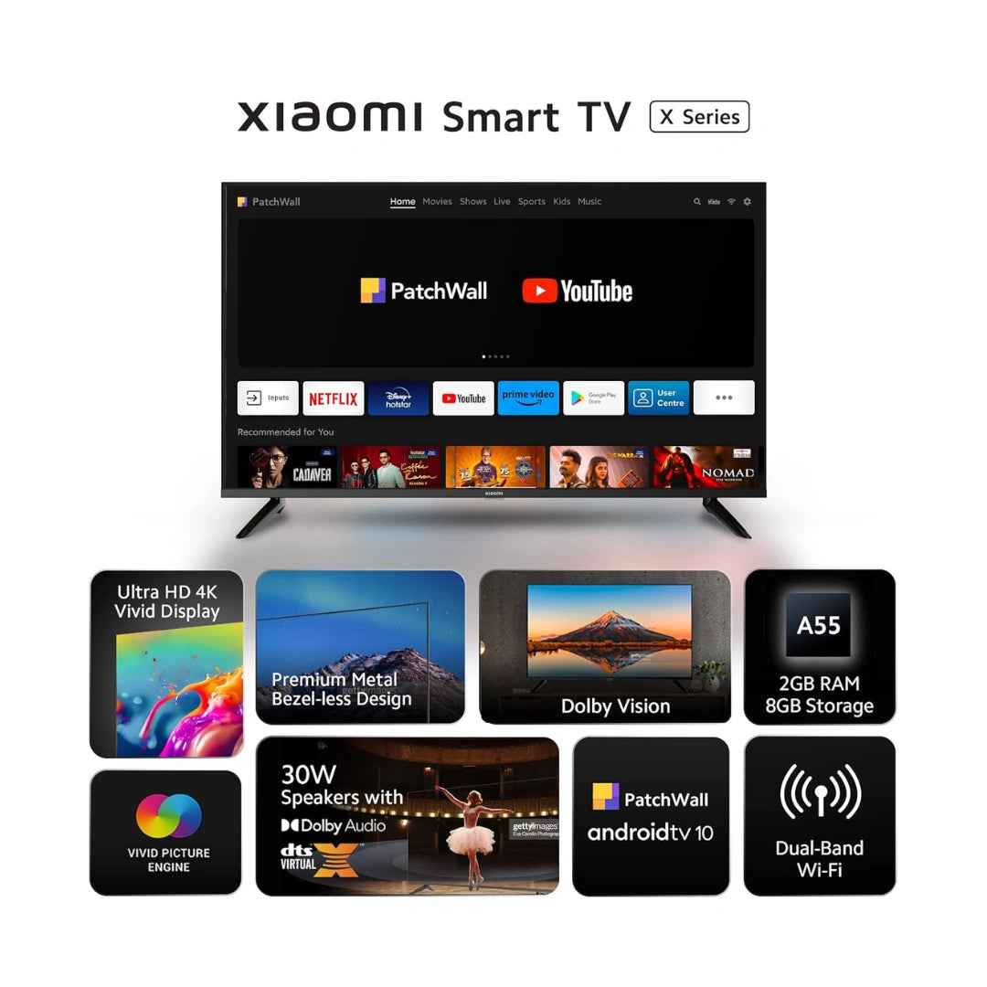 Xiaomi 108 cm (43 inches) X Series 4K Ultra HD Smart Android LED TV L43M7-A2IN (Black)
