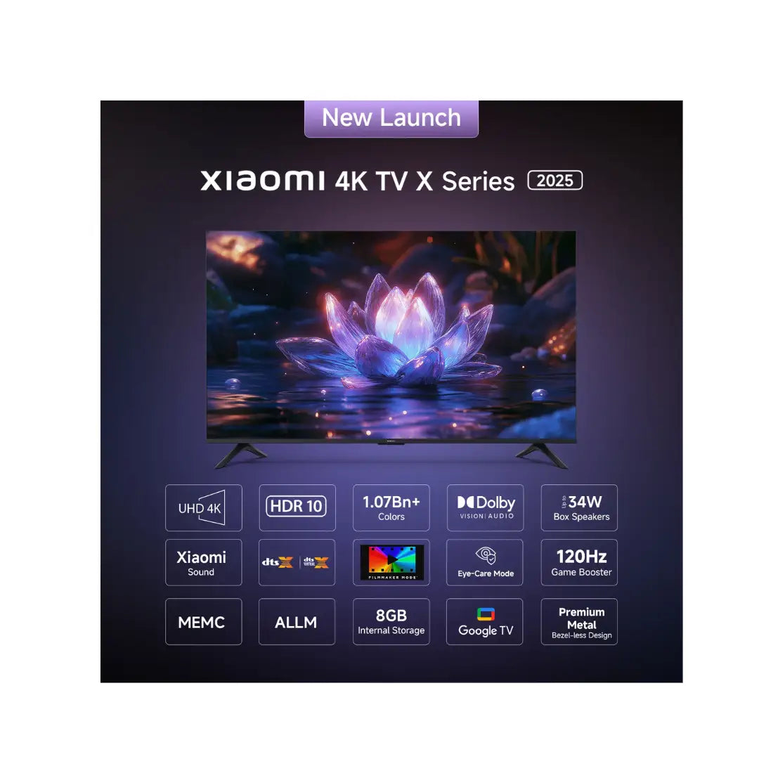 XIAOMI 4K X SERIES 55INCH 25 EDITION |Google Voice Assistant | Google cast | Miracast | Black Colour